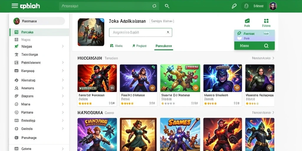 Tangkapan layar menunjukkan berbagai pilihan permainan menarik.